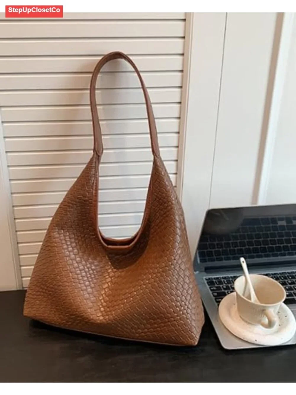 Woven Leather Hobo Tote Bag Large Capacity Shoulder Handbag Crossbody